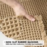 Chikase Set of 2 Waffle Bathroom Rugs, Boho Bath Rugs Non Slip Washable, Super Absorbent Bath Mats, Ultra Soft Rubber Backed Shower Mats for Bathroom Floor, Tub and Shower, Brown, 18x30 Inch - Image 4
