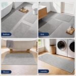 Chikase Gray Bathroom Rugs Sets 3 Piece, Quick Dry Thin Bath Mat with Toilet Rug, Non Slip Absorbent Machine Washable, Bath Runner Rugs for Bathtub Sink Home Decor - Image 7