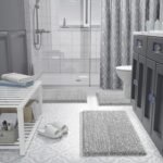 Chikase Yimobra Bathroom Rugs Non Slip Washable 36x24, Ultra Soft and Water Absorbent Bath Mats, Plush Fluffy Shower Mat Outside, Luxury Microfiber Thick Matts for Bathroom Floor/Tub, Light Gray and White - Image 2