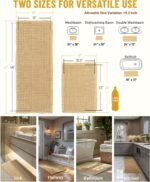 Chikase Large Waffle Bath Mat Set, Non Slip Bath Rug Set, Ultra Absorbent Bath Mats for Bathroom Decor, Extra Soft Floor Kitchen Rugs Sets 2 Piece, Washable Bath Runner Rug, Brown, 20"×47" & 16"×24" - Image 5