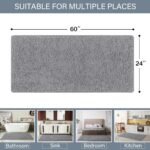 Chikase LOCHAS Luxury Bathroom Rug Shaggy Bath Mat 24 x 60 Inch, Washable Non Slip Bath Rugs for Bathroom Shower, Soft Plush Chenille Absorbent Carpets Mats, Gray - Image 2