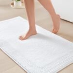 Chikase Madison Park Splendor Reversible 100% Cotton Tufted Bathroom Rug-3000 GSM Hotel Quality Luxurious Plush Medium Pile Bath Mat Absorbent, Quick Dry, Shower Room Décor, 21x34, White