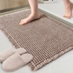 Chikase ZALL Tan Waffle Bath Mat,Super Absorbent Non Slip Bathroom Rug,Brown 18x30inch,Machine Washable Ultra Soft Floor Mats