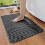 Chikase Bathroom Rugs Non Slip, Super Absorbent Quick Dry Bath Mats for Bathroom, Foam Weave Texture Thin Bath Rugs Washable with Rubber Backing Fit Under Door Outside Shower,16" x 24“