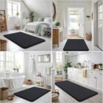 Chikase Smiry Memory Foam Bath Mat 30x20, Extra Soft and Absorbent Bathroom Mats, Non Slip Washable Carpet for Floor, Shower and Tub, Black - Image 8