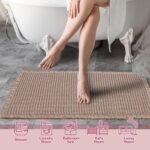 Chikase ZALL Tan Waffle Bath Mat,Super Absorbent Non Slip Bathroom Rug,Brown 18x30inch,Machine Washable Ultra Soft Floor Mats - Image 2