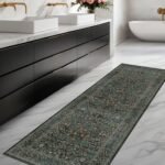 Chikase Non Slip 2x6 Kitchen Runner Rug Washable, Rubber Backed Hallway Runner Rugs, Boho Vintage Floral Botanical Dark Green Non Skid Carpet for Entryway, Bathroom, Hall Way Mats for Floor - Image 6