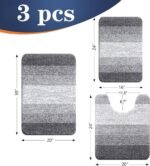 Chikase Bathroom Rugs Sets 3 Piece, Soft Absorbent Microfiber Bath Mats and U-Shaped Contour Toilet Rug, Machine Wash Dry, Plush Shaggy Bath Mat Set for Bathroom (30"x20"+24"x16"+24"x20", Grey) - Image 2