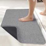 Chikase Bath Mat,Ultra Thin Bathroom Rugs,Rubber Bath Mats for Bathroom,No Slip Bath Rugs,Quick Dry,Machine Washable,Low Pile,Absorbent,Shower Outside,Sink,Home Decor Accessories.Grey,1'5"x2'3"(17x27Inch)