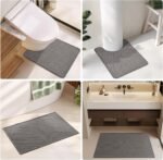 Chikase Bathroom Rugs Non Slip Washable, Super Absorbent Thin Bath Mat Small Quick Dry Low Pile Bathroom Rug, Dark Grey 16"x24" - Image 7