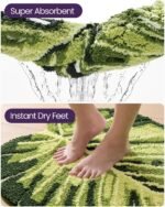 Chikase Leaf Bathroom Rugs Monstera, 23.5x31.5 Soft Fluffy Cute Bath Mat with Non Slip Backing, Washable Absorbent Bath Rug Quick Dry for Shower Floor, Toilet, Bedroom, Kids Room, Green - Image 8