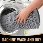 Chikase Thick Bathroom Rugs 30x20, Extra Soft Absorbent Chenille Bath Rugs, Rubber Backing, Machine Wash Dry, Bath Mats for Bathroom Floor, Tub and Shower, Home Decor Accessories, Grey - Image 4