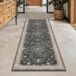 Chikase Black Boho Washable 2x6 Runner Rugs for Hallway Kitchen Bedroom Beside Laundry Room Bathroom Rug, Pet & Kids Friendly, Non Slip Low Pile Stain Resistant Soft Foldable Long 24 x 72 Floor Carpet