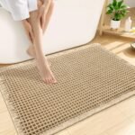 Chikase Smiry Waffle Bath Mat 30x20, Extra Soft Absorbent Bathroom Rugs, Non Slip Machine Washable Quick Dry Bath Rugs for Bathroom Floor, Tub, Shower, Home Decor Accessories, Brown