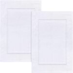 Chikase Utopia Towels Cotton Banded Rug, Bath Mats, Not a Bathroom Rug, 21 by 34 Inches, 100% Ring Spun Cotton, Highly Absorbent Shower Bathroom Floor Mat, White, 2 Pack