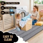 Chikase Thick Bathroom Rugs 30x20, Extra Soft Absorbent Chenille Striped Bath Rugs, Rubber Backing, Machine Wash Dry, Bath Mats for Bathroom Floor, Tub and Shower, Home Decor Accessories, Grey - Image 5