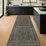 Chikase Non Slip 2x6 Kitchen Runner Rug Washable, Rubber Backed Hallway Runner Rugs, Boho Vintage Floral Botanical Dark Green Non Skid Carpet for Entryway, Bathroom, Hall Way Mats for Floor