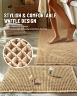 Chikase Large Waffle Bath Mat Set, Non Slip Bath Rug Set, Ultra Absorbent Bath Mats for Bathroom Decor, Extra Soft Floor Kitchen Rugs Sets 2 Piece, Washable Bath Runner Rug, Brown, 20"×47" & 16"×24" - Image 2