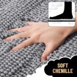 Chikase Thick Bathroom Rugs 30x20, Extra Soft Absorbent Chenille Striped Bath Rugs, Rubber Backing, Machine Wash Dry, Bath Mats for Bathroom Floor, Tub and Shower, Home Decor Accessories, Grey - Image 2