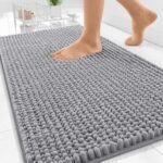 Chikase Thick Bathroom Rugs 30x20, Extra Soft Absorbent Chenille Bath Rugs, Rubber Backing, Machine Wash Dry, Bath Mats for Bathroom Floor, Tub and Shower, Home Decor Accessories, Grey