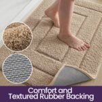 Chikase Bathroom Rug 43x24, Non Slip Washable Bath Mat for Shower Floor, Extra Large Absorbent Soft Bathmat with Rubber Backing, Quick Dry Microfiber Carpet, Beige - Image 6