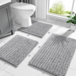 Chikase Yimobra Bathroom Rugs Non Slip Washable - Ultra Soft Absorbent Chenille Bath Mat, Quick Dry Shaggy Floor Carpet for Tub Shower, Gray Home Decor Accessories, 24x17 Inch - Image 2