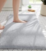 Chikase Bathroom Rugs 24x17 Light Gray - Thick Memory Foam Bath Mat, Ultra Soft & Plush Fluffy, Non-Slip, Quick Dry, Absorbent Washable Floor Microfiber Mat for Tub, Home Decor Accessories