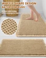 Chikase Smiry Waffle Bath Mat 30x20, Extra Soft Absorbent Bathroom Rugs, Non Slip Machine Washable Quick Dry Bath Rugs for Bathroom Floor, Tub, Shower, Home Decor Accessories, Brown - Image 2